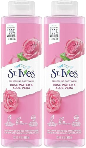 St. Ives Refreshing Body Wash, Rose Water & Aloe Vera, 22 Fluid Ounce (Pack of 2)