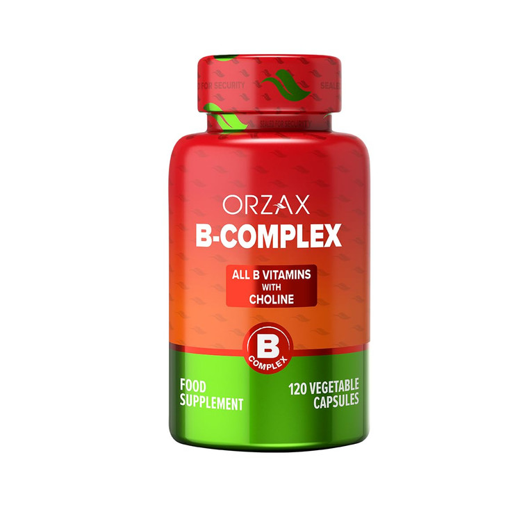 ORZAX Vitamin B Complex Supplement for Women & Men with Choline, Inositol - Balanced Energy Metabolism - Immune & Nerve Health (120 Veg Capsules)