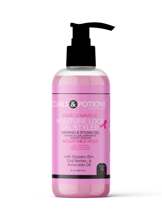 Curls & Potions Angel's Miracle Moisture Lock Gel Styler Enhanced Curl Definition, Moisture Retaining, Create Hold, Reduce Frizz, for Dry, Curly, Thi