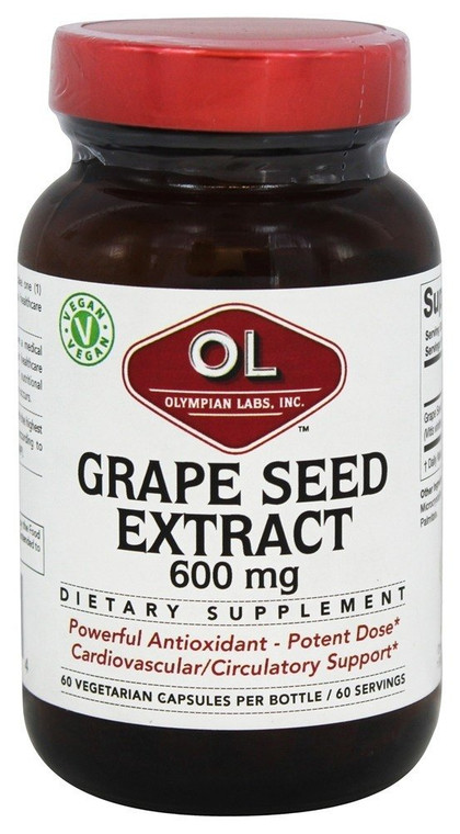 Olympian Labs Grape Seed Extract 600mg, Supports Heart & Immune Health, 60 Count