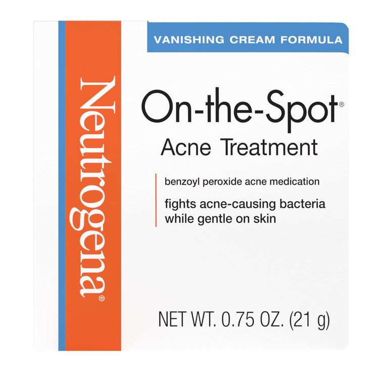 Neutrogena On-The-Spot Acne Spot Treatment Cream with 2.5% Benzoyl Peroxide, Gentle Face Blemish Medicine for Acne-Prone Skin, Vanishing Formula, Cli