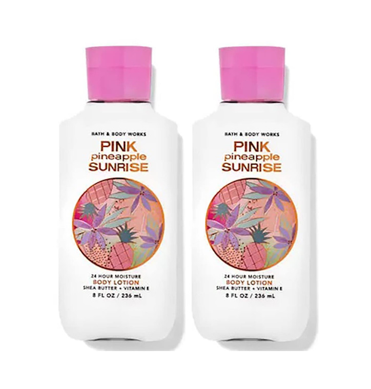Bath and Body Works Super Smooth Body Lotion Sets Gift For Women 8 Oz -2 Pack (Pink Pineapple Sunrise)