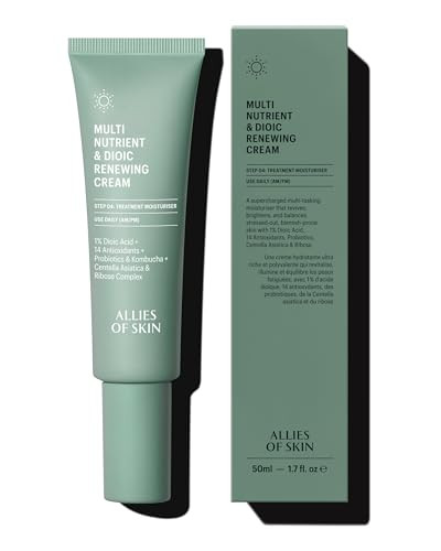 Allies of Skin Multi Nutrient & Dioic Renewing Face Cream | Balance and Hydrate Acne Prone Skin with Kombucha & Probiotics | Calm Redness, Breakouts