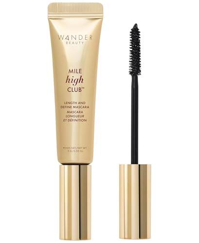 Wander Beauty Mile High Club Length + Define Black Mascara - Smudge-Proof, Lash Lengthening Mascara for a Full, Fanned Out Effect - Castor Oil + Peac