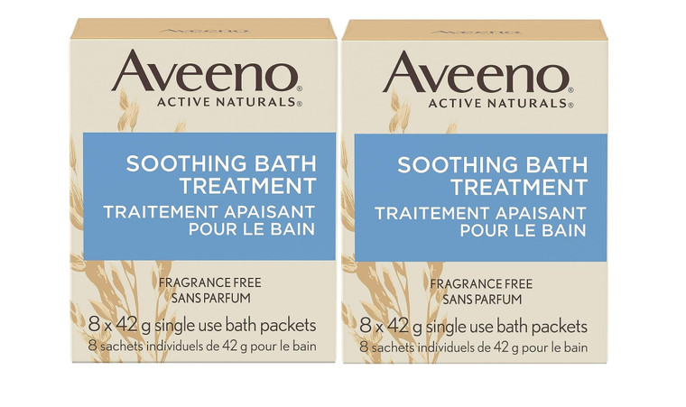 Aveeno Fragrance Free Soothing Bath Treatment, 100% Natural Colloidal Oatmeal, Sensitive Skin Bath Soak for Relief of Dry, Itchy, Irritated Skin Due