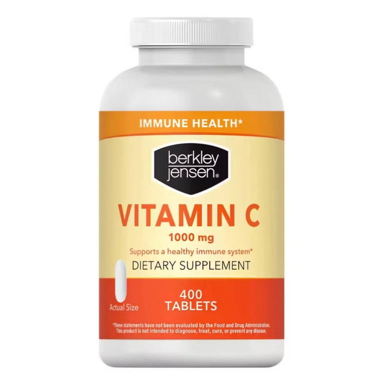 berkley jensen 1000 mg Vitamin C Supplement (400 Tablets), Extra Strength Daily Immune Defense Support for Men and Women, Sugar and Gluten Free Ascor