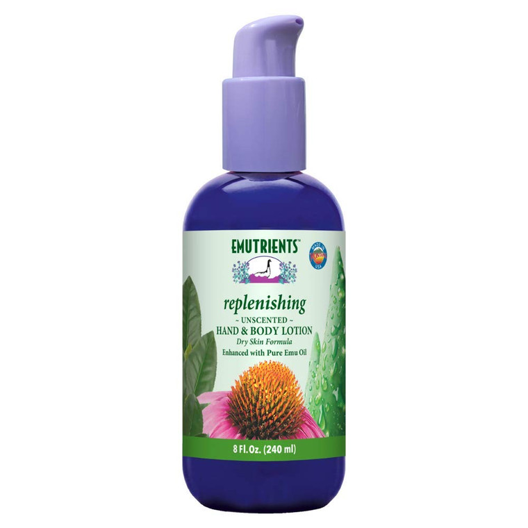 Montana Emu Ranch - Replenishing Hand and Body Lotion - 8 Ounce Bottle - Unscented Formula, Enhanced with Pure Emu Oil