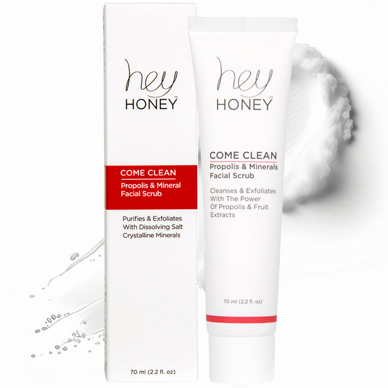 Hey Honey Skincare Propolis and Dead Sea Salt Microdermabrasion Facial Scrub For Sensitive Skin | Non-Abrasive Exfoliating Aimed Brighten Acne Scars,
