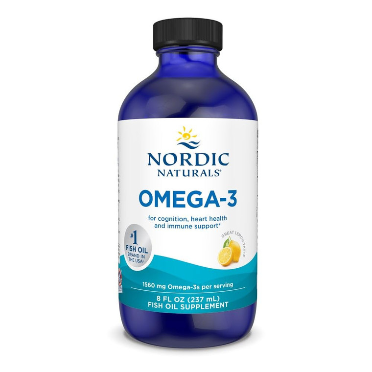 Nordic Naturals Omega-3, Lemon Flavor - 8 oz - 1560 mg Omega-3 - Fish Oil - EPA & DHA - Immune Support, Brain & Heart Health, Optimal Wellness - Non-