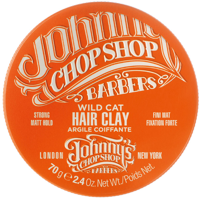 Johnny's Chop Shop Men's Ultimate Wild Cat Hair Clay-Styling Strong Hold, Molding, Matte Finish, Natural Look, Non Greasy, Reworkable 2.46 oz (Pack o
