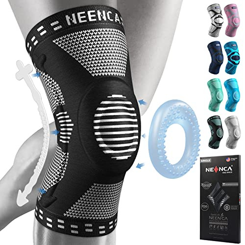NEENCA Knee Braces for Knee Pain Relief, Compression Knee Sleeves with Patella Gel Pad & Side Stabilizers, Knee Support for Weightlifting, Running, W