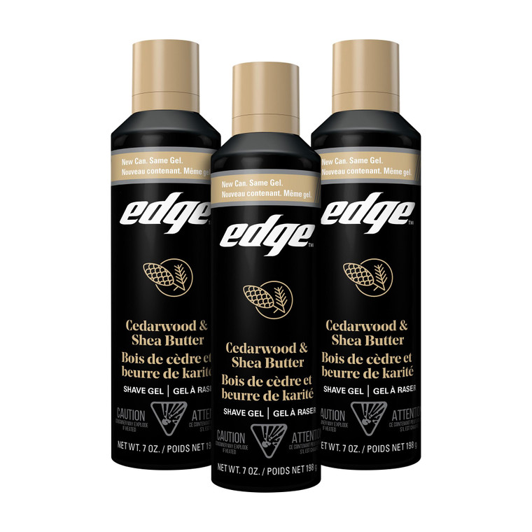 Edge Shave Gel for Men, Cedarwood & Shea Butter, 7oz (3 Pack) - Shaving Gel For Men That Moisturizes, Protects and Soothes To Help Reduce Skin Irrita