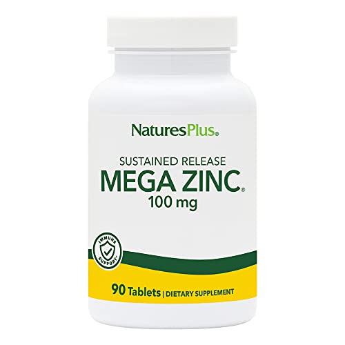 NaturesPlus Mega Zinc 100 mg Sustained Release - 90 Tablets - Vegetarian, Gluten Free - 90 Servings
