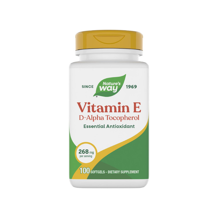 Natures Way Vitamin E D-Alpha Tocopherol - 268 mg per serving - Antioxidant  Essential Nutrient for Heart Muscle Cells* - Gluten Free - 100 Softgel
