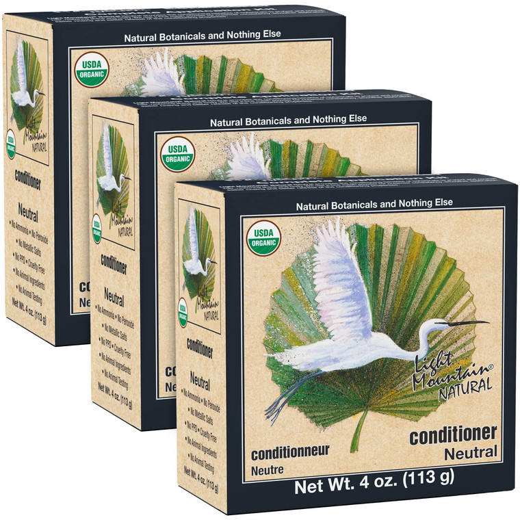 LIGHT MOUNTAIN Neutral Henna Hair Dye & Conditioner 3-Pack  Natural Shine & Conditioning, 4 Oz Ea