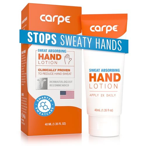 Carpe Sweat Absorbing Hand Lotion, A dermatologist-recommended smooth lotion that helps stop hand sweat, Great for hyperhidrosis (Original Eucalyptus