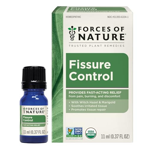 Forces of Nature Fissure Control, Organic Homeopathic Treatment with Witch Hazel for Anal Fissures, Hemorrhoid Related Irritation & Discomfort, Fast,