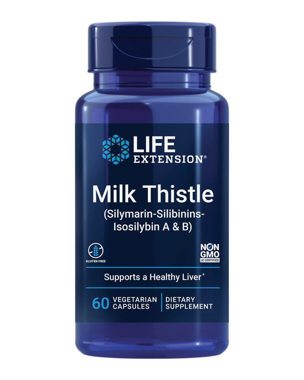 Life Extension Milk Thistle, silymarin, silibinins, isosilybin A & B, Delivers Full-Spectrum Milk Thistle Benefits for Liver Health, Non-GMO, Gluten-