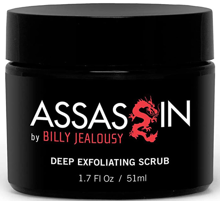 Billy Jealousy Assassin Deep Exfoliating Scrub, Mens Daily Facial Cleanser with Walnut, Almond and Vitamin E, Moisturizing Face Product for Dry and O