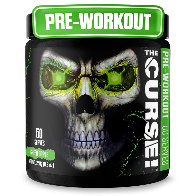 JNX SPORTS The Curse! Pre Workout Powder for Men & Women, Caffeine, Beta-Alanine, Creatine, L-Citrulline, 50 Servings, Green Apple Flavor  Boost Ene