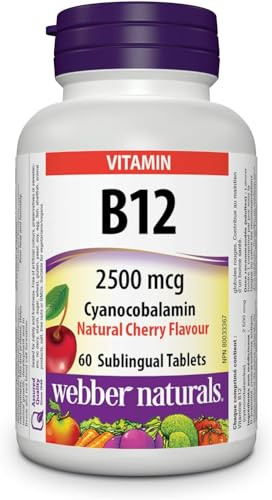Webber Naturals Vitamin B12 2500 mcg · Cyanocobalamin, Natural Cherry, 60 Tablets