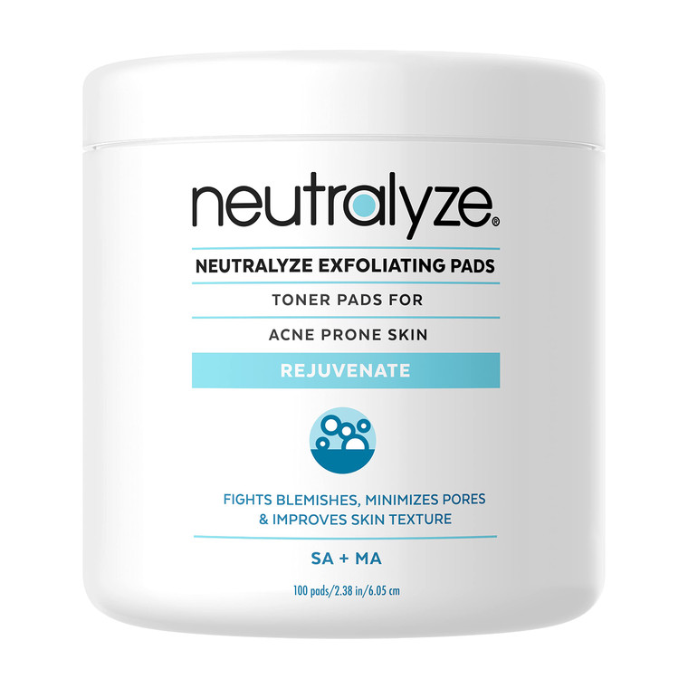 Neutralyze Exfoliating Acne Treatment Wipes - Maximum Strength, Textured Acne Pads with 2% Mandelic Acid & 2% Salicylic Acid for Face & Body - Suitab