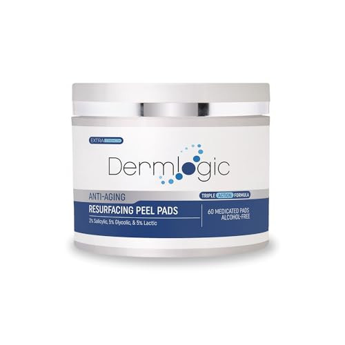 Anti Aging Resurfacing Peel Pads- Triple Action Chemical Peel Pads Combined with Glycolic, Lactic, and Salicylic Acids. Smooths Fine Lines, Wrinkles