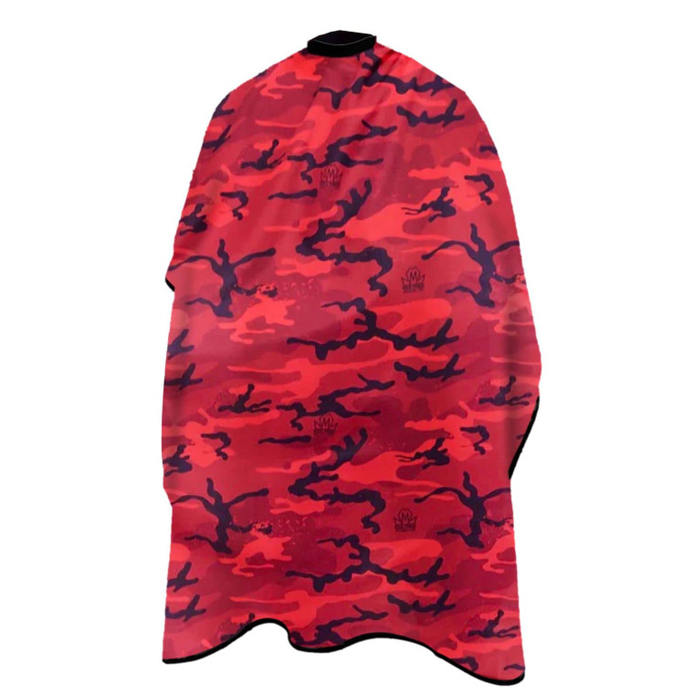 King Midas Camo Barber Capes Professional Hair Cutting Cape With Snap Buttons (Red)