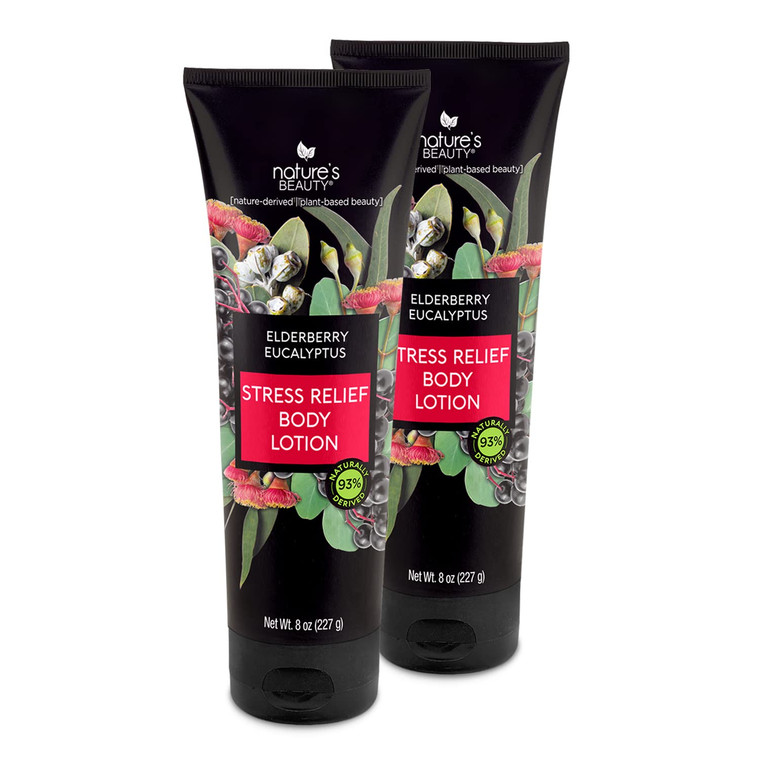 Nature's Beauty Elderberry Eucalyptus Stress Relief Body Lotion Multi-Pack - Lightweight, Non-Greasy Restore Moisturizer, Made w/Shea Butter, Avocado