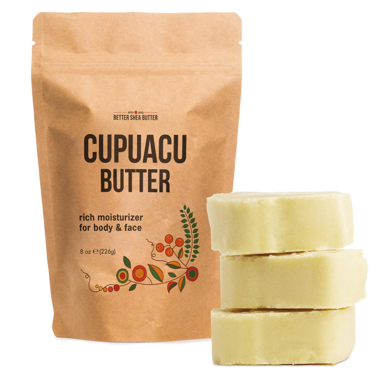 Cupuacu Butter Raw, Pure & Unrefined for Hair Growth & Dry Skin Use on Body and Face - Brazilian Body Butter Base, Lotion Base and Soap Making - Cupu