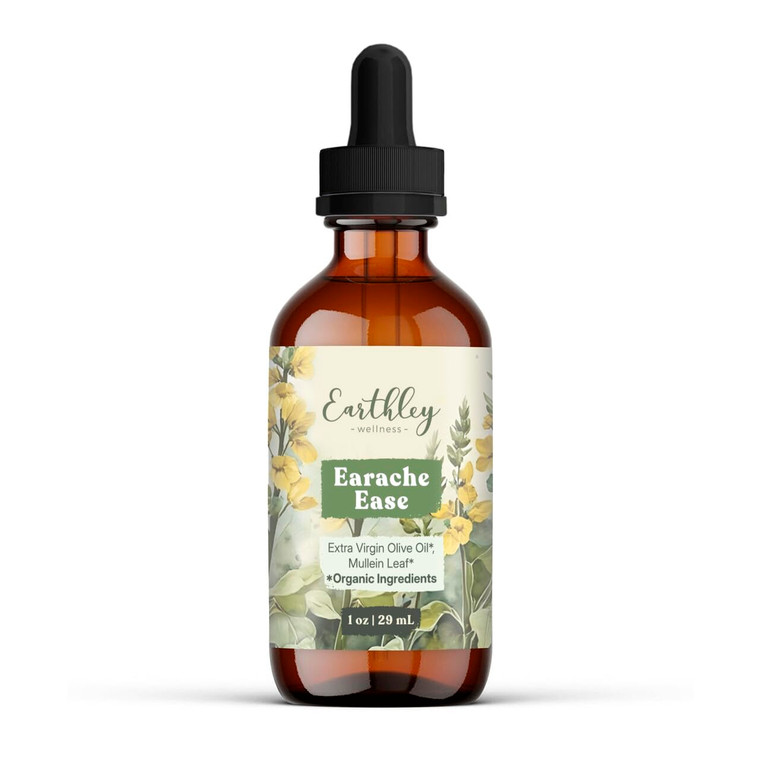 Earthley Wellness Earache Ease, Certified Organic Ingredients, Mullein Leaf and Olive Oil, Packaging May Vary (1 oz)