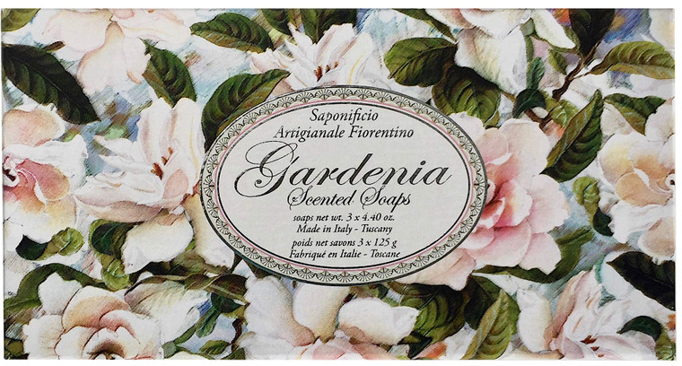 Saponificio Artigianale Fiorentino Luxury Soap Set of 3 Hand Made 4.40 Ounce Bars - Gardenia
