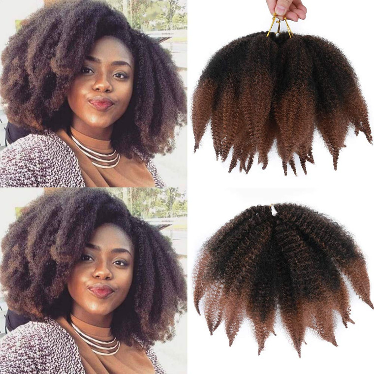 ALENTOO 3 Packs Marley Hair Short Afro Kinky Twist Crochet Hair Marley Hair for Twists 8 Inches Marley Twist Crochet Braids Synthetic Kinky Hair Exte