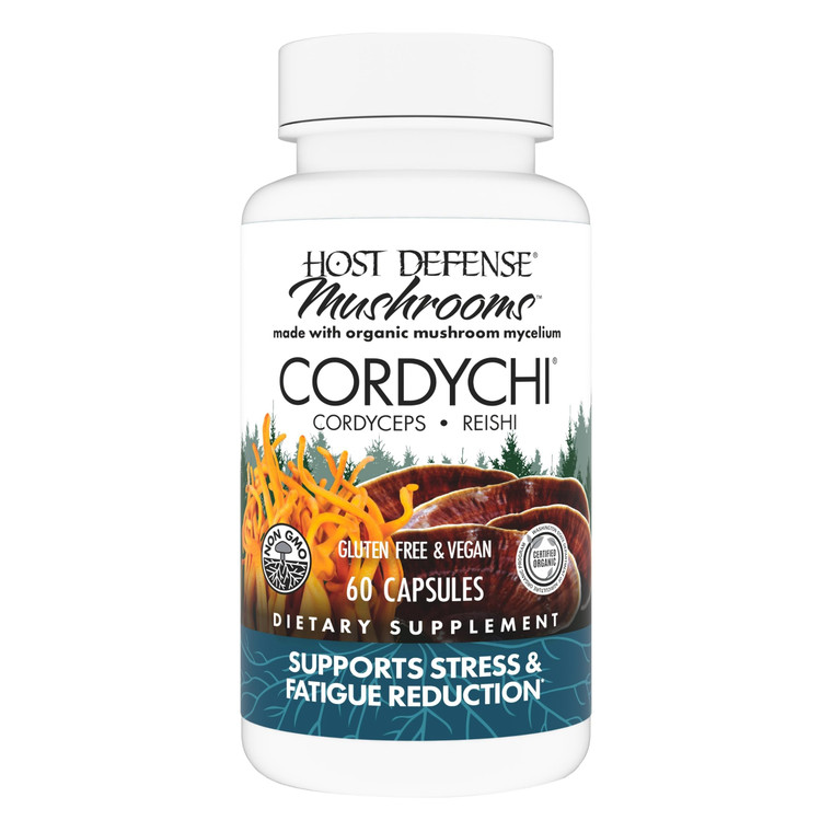 Host Defense CordyChi Capsules - Energy & Immune Support Supplement - Cordyceps & Reishi Mushroom Supplement for Relaxation & Respiratory Support - A