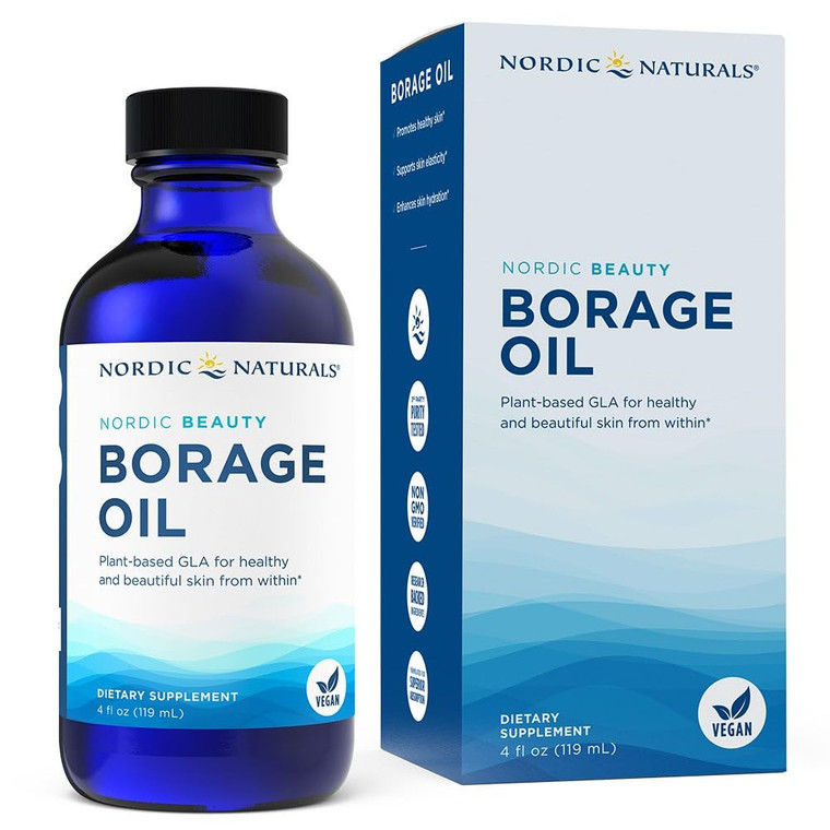 Nordic Naturals Nordic Beauty Borage Oil, Unflavored - 4 Ounces - Borage Seed Oil, Unique Omega-6 for Healthy and Hydrated Skin, 480 Milligrams of GL