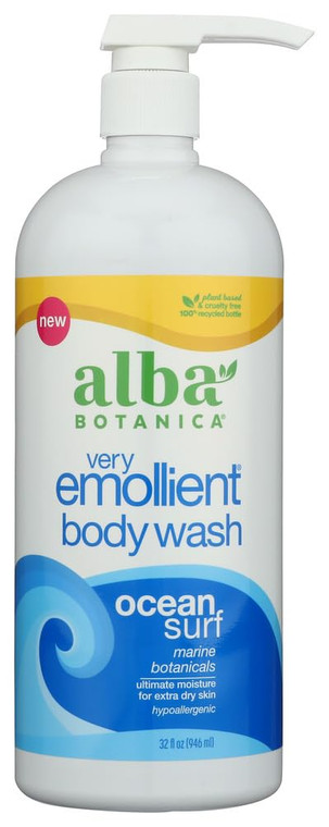 Alba Botanica Very Emollient Body Wash, Ocean Surf, 32 Oz