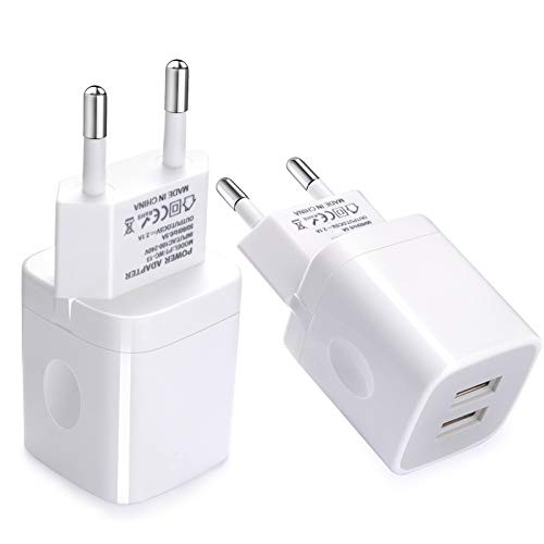 European Wall Charger, Vifigen 2-Pack USB 2.1AMP Universal Europe Charger Block Dual Port Plug Compatible for iPhone 17 16 15 14 13 12 11 Pro Max XS