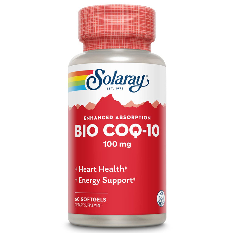 SOLARAY Bio CoQ-10 100 mg | Enhanced Absorption | Vitamins A & E | Healthy Heart & Cellular Energy Support (60 CT)