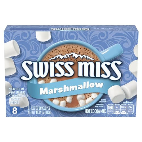 Swiss Miss Chocolate Hot Cocoa Mix With Marshmallows, Hot Cocoa Bar Supplies, 1.38 oz., 8-Count Envelopes