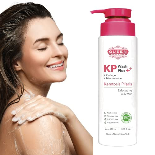 QUEEN KP WASH | Body Keratosis Pilaris Exfoliating Body Wash Plus Collagen Niacinamide |15% Glycolic Acid, 2% Salicylic Acid Reduces Rough & Red Bump