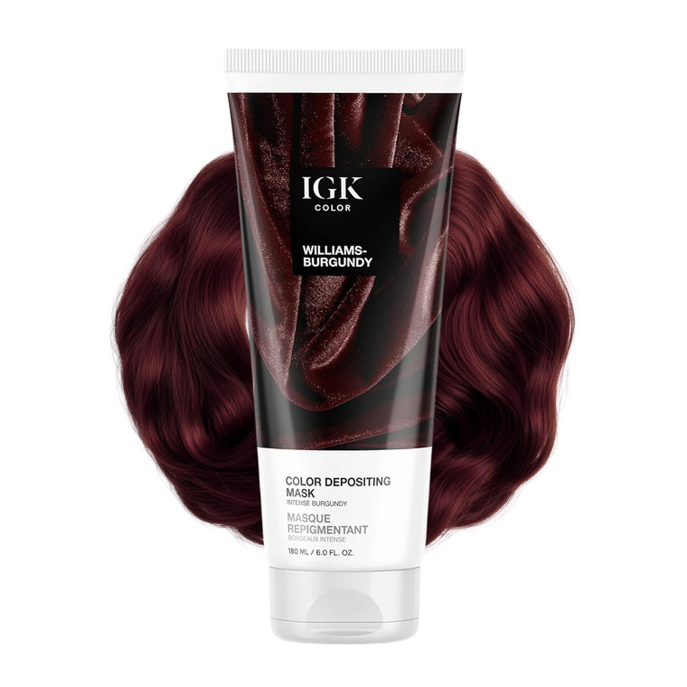 IGK Hair Gloss Toner & Color Depositing Mask | Intense Burgundy Semi-Permanent | Vegan + Cruelty Free | Williams Burgundy