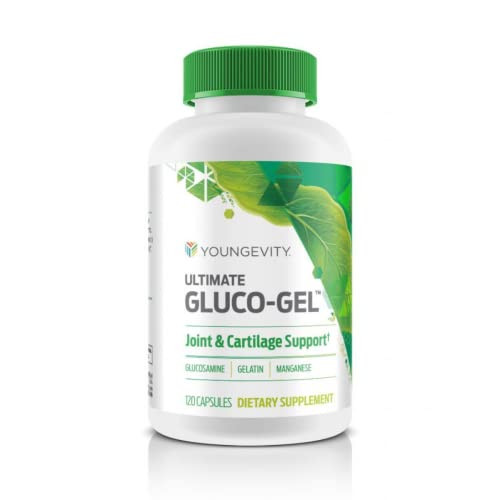 Youngevity Ultimate Gluco-Gel -for Tendons, Bones & Cartilage | Contains Glucosamine, Gelatin & Manganese | 120 Capsules | 1 Bottle