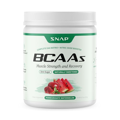 Snap Supplements BCAA Powder - 5g Vegan Branched Chain Amino Acids (2:1:1 Leucine Isoleucine Valine) + Essential Amino Acids with Nitric Oxide Booste