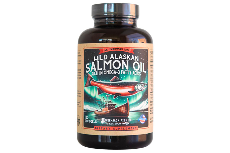 Wild Alaskan Salmon Fish Oil Omega 3 Supplement for Humans | EPA and DHA | Kwee-Jack Fish Co. | 120 Softgels 1000mg Salmon Oil