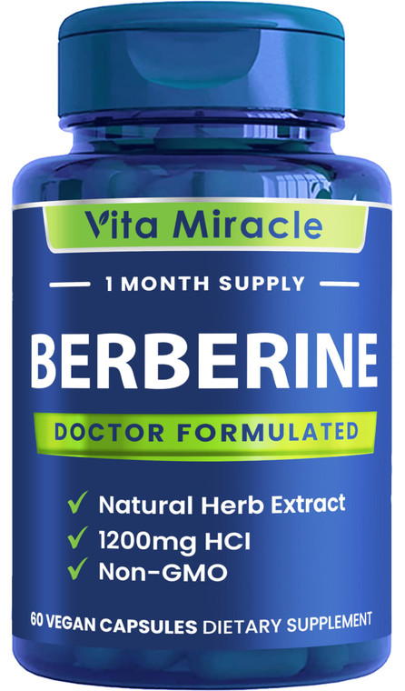 Berberine Supplement 1200mg - Pure Berberine HCL Organic 97% Tested Super Purity - Best All Natural Non-GMO Supplements for Women and Men - Compare T
