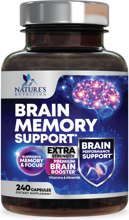 Brain Memory Supplement Pills - 3X Strength Nootropics for Concentration, Clarity & Focus Support - Brain Health Cognitive Vitamins with Bacopa, Phos