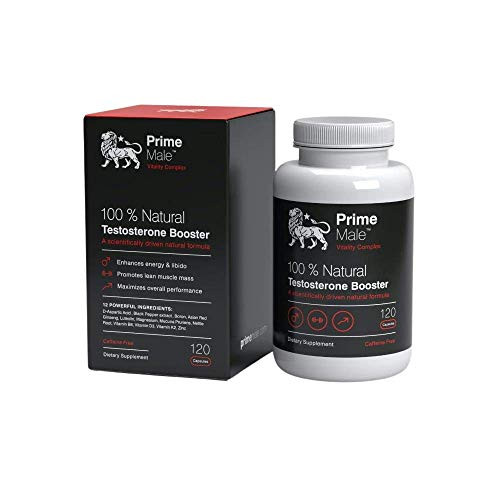 PRIME MALE Vitality  Natural Testosterone Booster for Men Over 30  Energy, Strength, Libido & Muscle Support  120 Capsules (30-Day Supply)