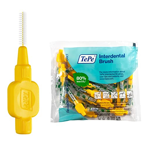 TePe Pack of 25 Interdental Brush Original, Soft Dental Brush for Teeth Cleaning, 4, Yellow