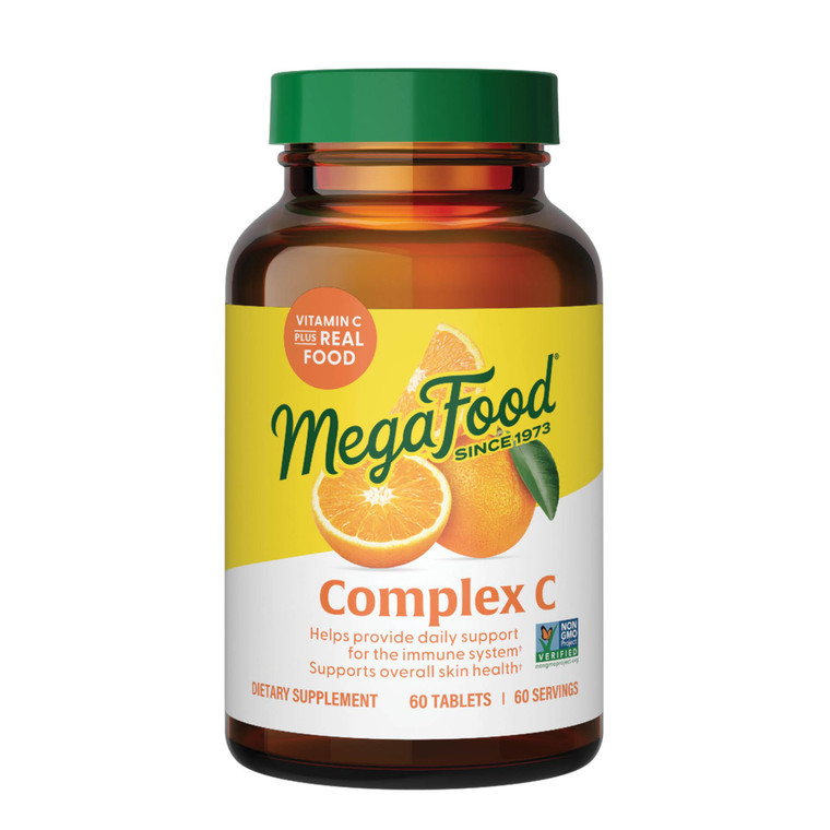 MegaFood Complex C - Vegan Vitamin C Immune Support Supplement, Vitamin C Supplement Made with Real Food Including Orange, Cranberry & Brown Rice, Gl