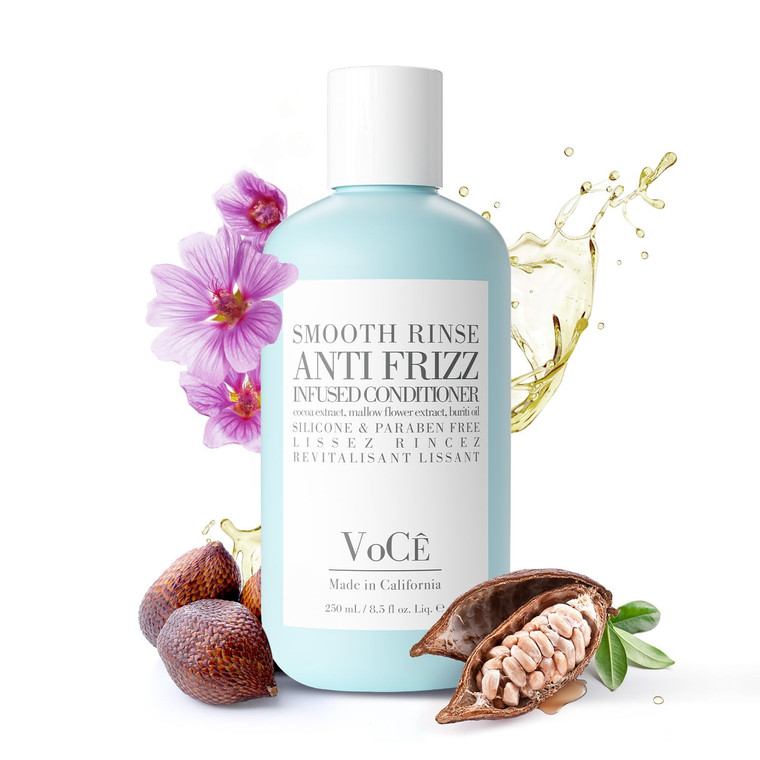 VoCÊ Haircare Natural Smooth Conditioner - Rinse | Anti-Frizz, Curl Defining, Shine Enhancing, Non-Toxic, Cruelty-Free, Vegan with Olive Fruit Oil, S